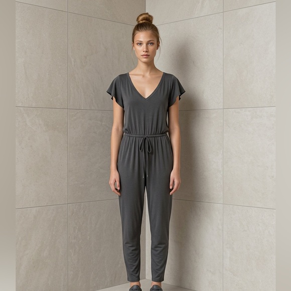 Free People Grey Flutter Sleeve Jumpsuit - Picture 2 of 9